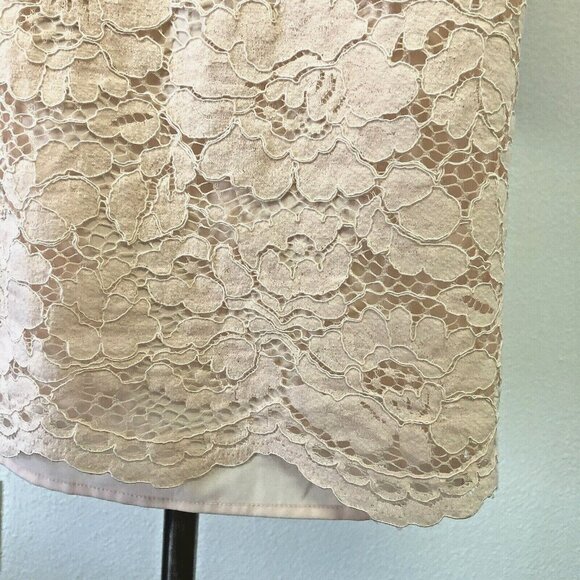 Vince Camuto Womens Sz 6 Lace Floral Flared Bell Sleeves Pink Peachy Shift Dress - Picture 6 of 12